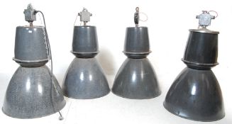 COLLECTION OF FOUR RETRO VINTAGE INDUSTRIAL FACTORY LIGHTS