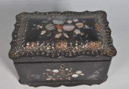 19TH CENTURY GEORGIAN PAPIER-MÂCHÉ MACHE INLAY TEA CADDY