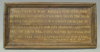 ANTIQUE 19TH CENTURY VICTORIAN OAK CHURCH PLAQUE