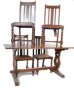 17TH CENTURY REVIVAL OAK REFECTORY TABLE AND 4 CHAIRS