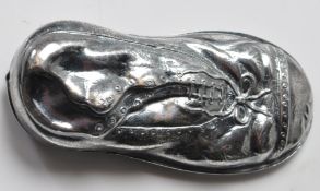 SILVER WHITE METAL VESTA CASE IN THE FORM OF AN OLD SHOE