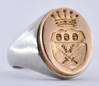 FRENCH PLATINUM & 18CT GOLD CHEVALIER SIGNET RING