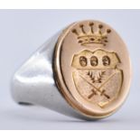 FRENCH PLATINUM & 18CT GOLD CHEVALIER SIGNET RING