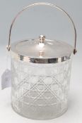 VINTAGE FLASH CUT GLASS & WHITE METAL BISCUIT BARREL.