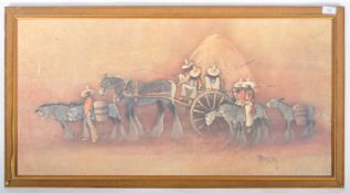 COLIN PAYNTON RETRO LITHOGRAPH PRINT ENTITLED THE HAY WAGON