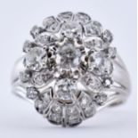 18CT GOLD & PLATINUM DIAMOND CLUSTER RING