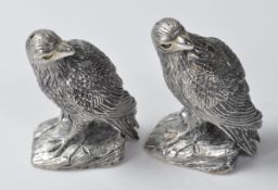 SILVER PLATED EAGLE CONDIMENT SALT AND PEPPER SHAKER SET.