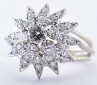 FRENCH WHITE GOLD & DIAMOND CLUSTER RING
