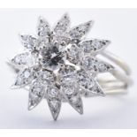 FRENCH WHITE GOLD & DIAMOND CLUSTER RING