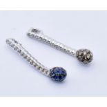 PAIR 18CT WHITE GOLD SAPPHIRE & DIAMOND NECKLACE PENDANTS