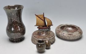 COLLECTION OF ANTIQUE AND LATER CORNISH SERPENTINE STONE ITEMS
