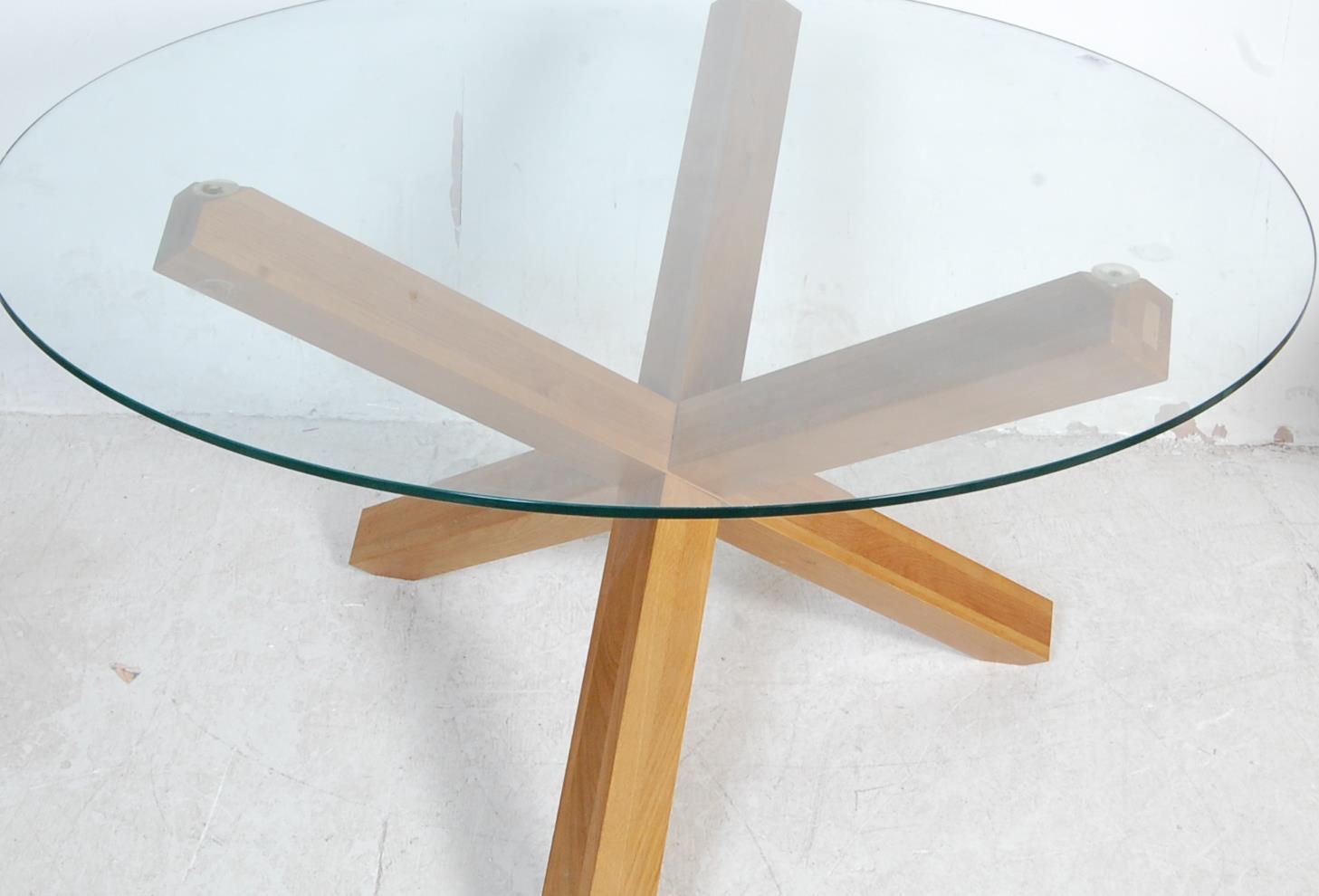 CONTEMPORARY GLASS AND WOOD DINING TABLE - Image 2 of 5