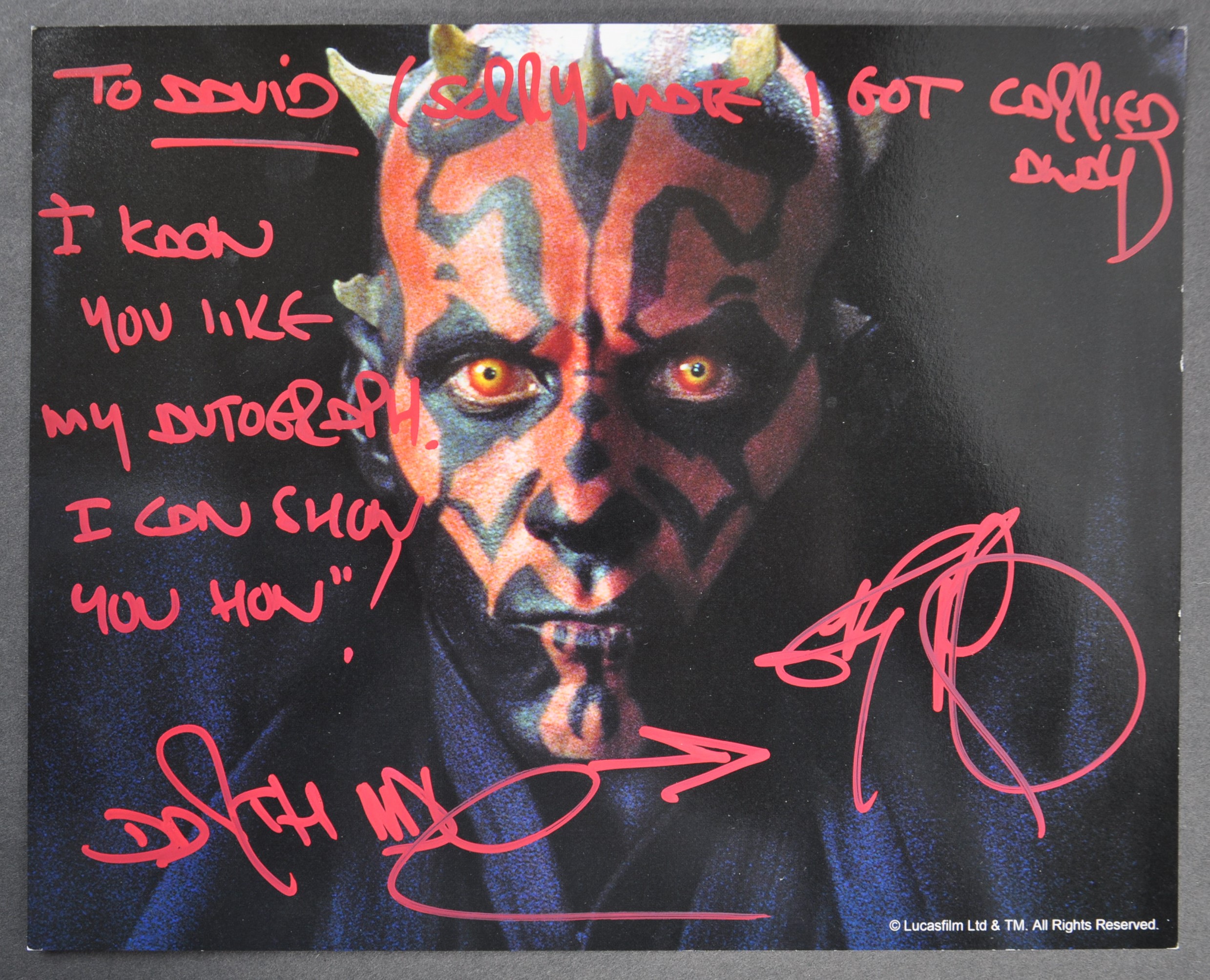ESTATE OF DAVE PROWSE - RAY PARK (DARTH MAUL) SIGNED PHOTOGRAPH