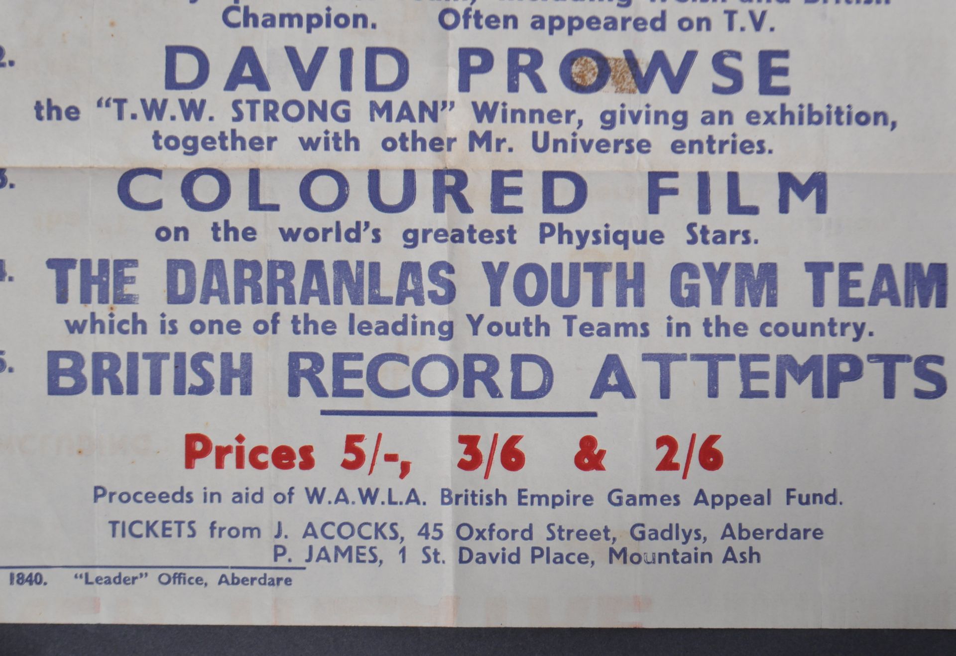 ESTATE OF DAVE PROWSE - 1962 WEIGHTLIFTING POSTER - Image 3 of 4