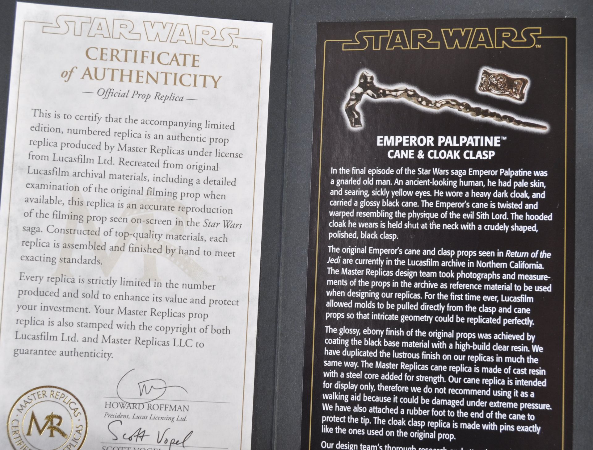 ESTATE OF DAVE PROWSE - RARE MASTER REPLICAS PALPATINE CANE - Image 4 of 5