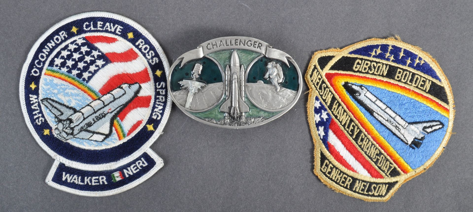 ESTATE OF DAVE PROWSE - SPACE TRAVEL - CHALLENGER BUCKLE & PATCHES