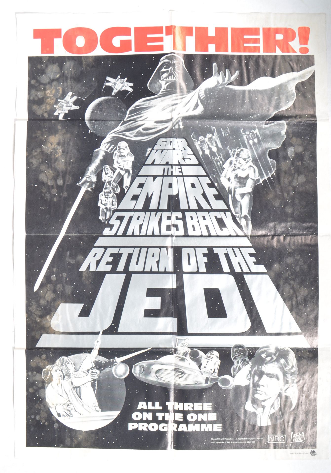 ESTATE OF DAVE PROWSE - RARE AUSTRALIAN TRIPLE BILL POSTER