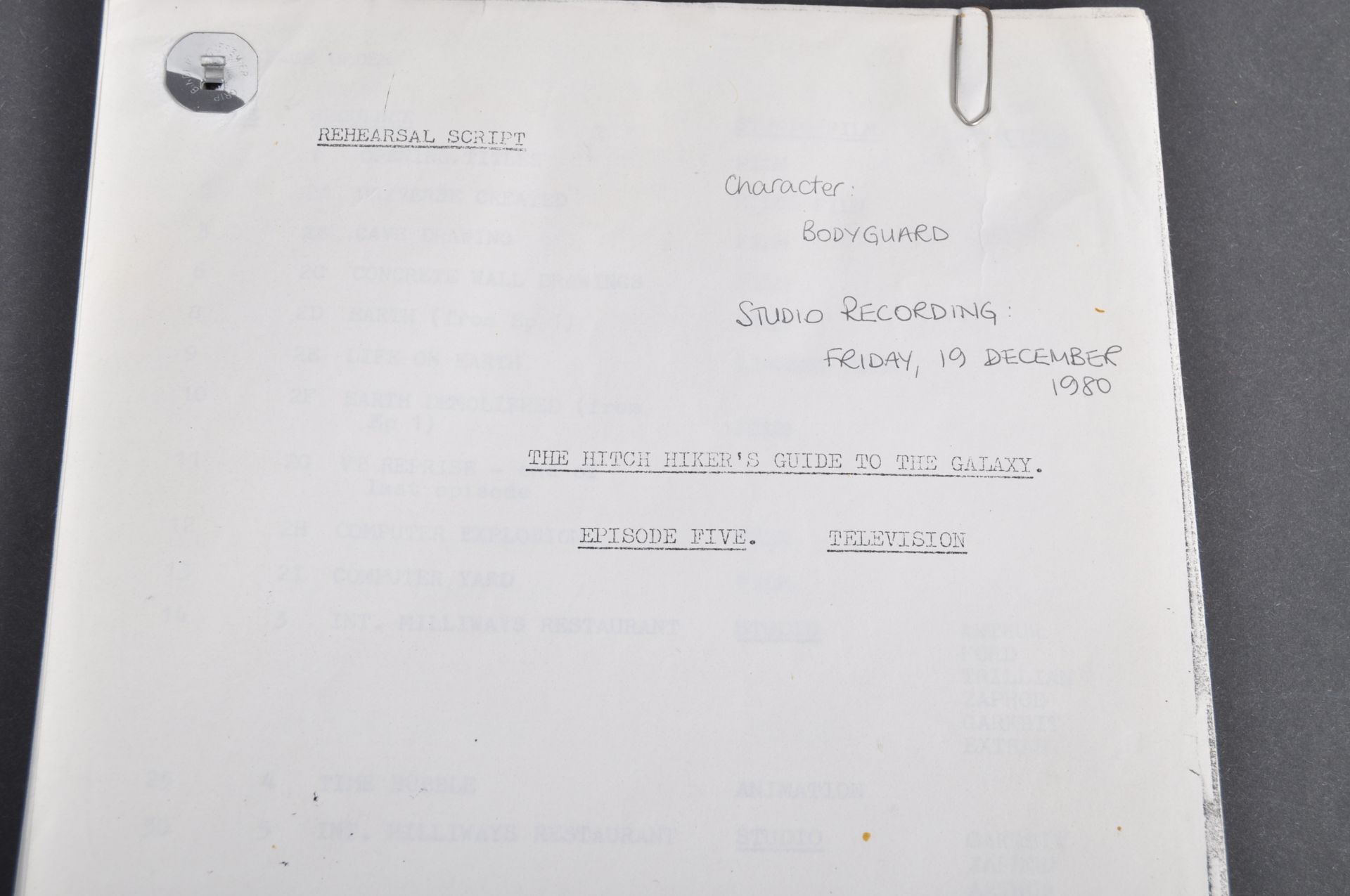 ESTATE OF DAVE PROWSE - ORIGINAL HITCH HIKER'S GUIDE SCRIPT - Image 2 of 7