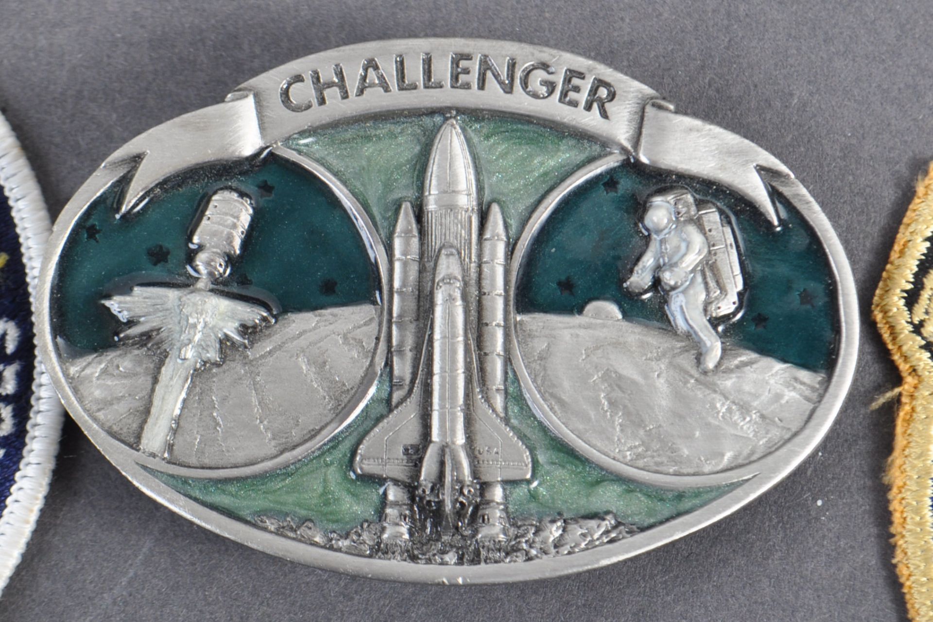 ESTATE OF DAVE PROWSE - SPACE TRAVEL - CHALLENGER BUCKLE & PATCHES - Image 2 of 3