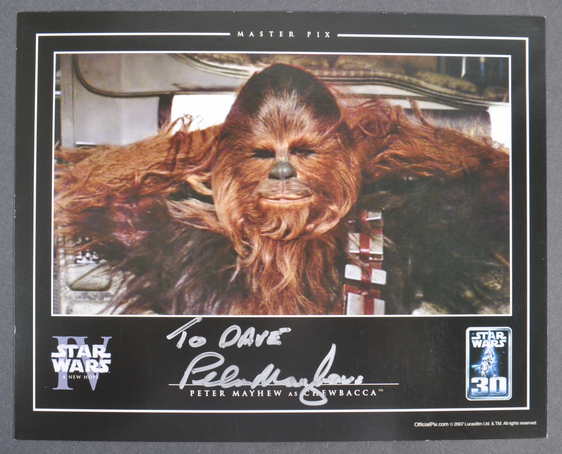 ESTATE OF DAVE PROWSE – STAR WARS - PETER MAYHEW SIGNED PHOTO