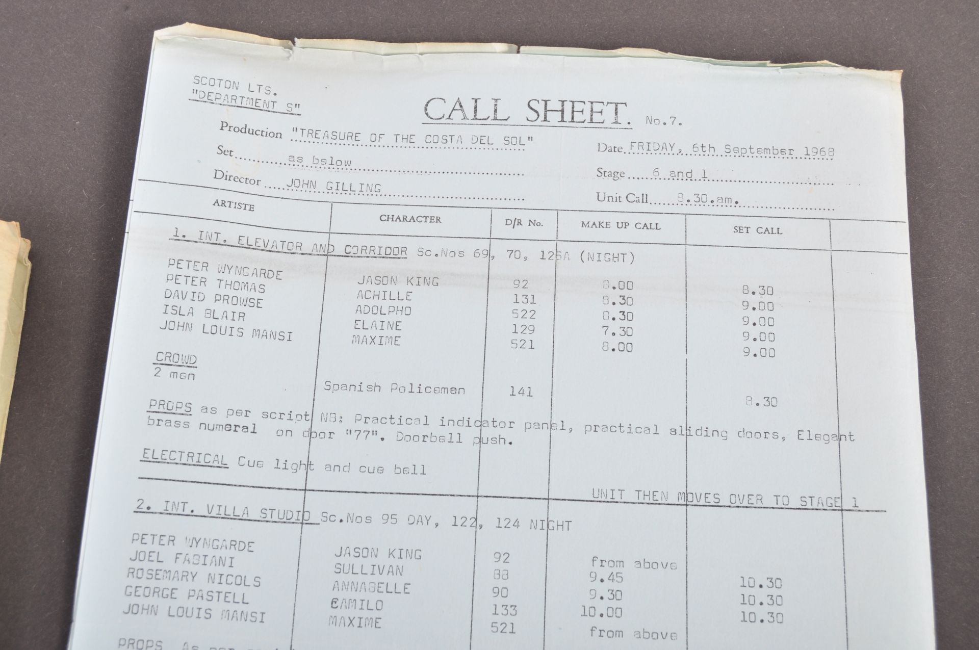 ESTATE OF DAVE PROWSE - DEPARTMENT S ORIGINAL SCRIPT & PAPERWORK - Image 9 of 9