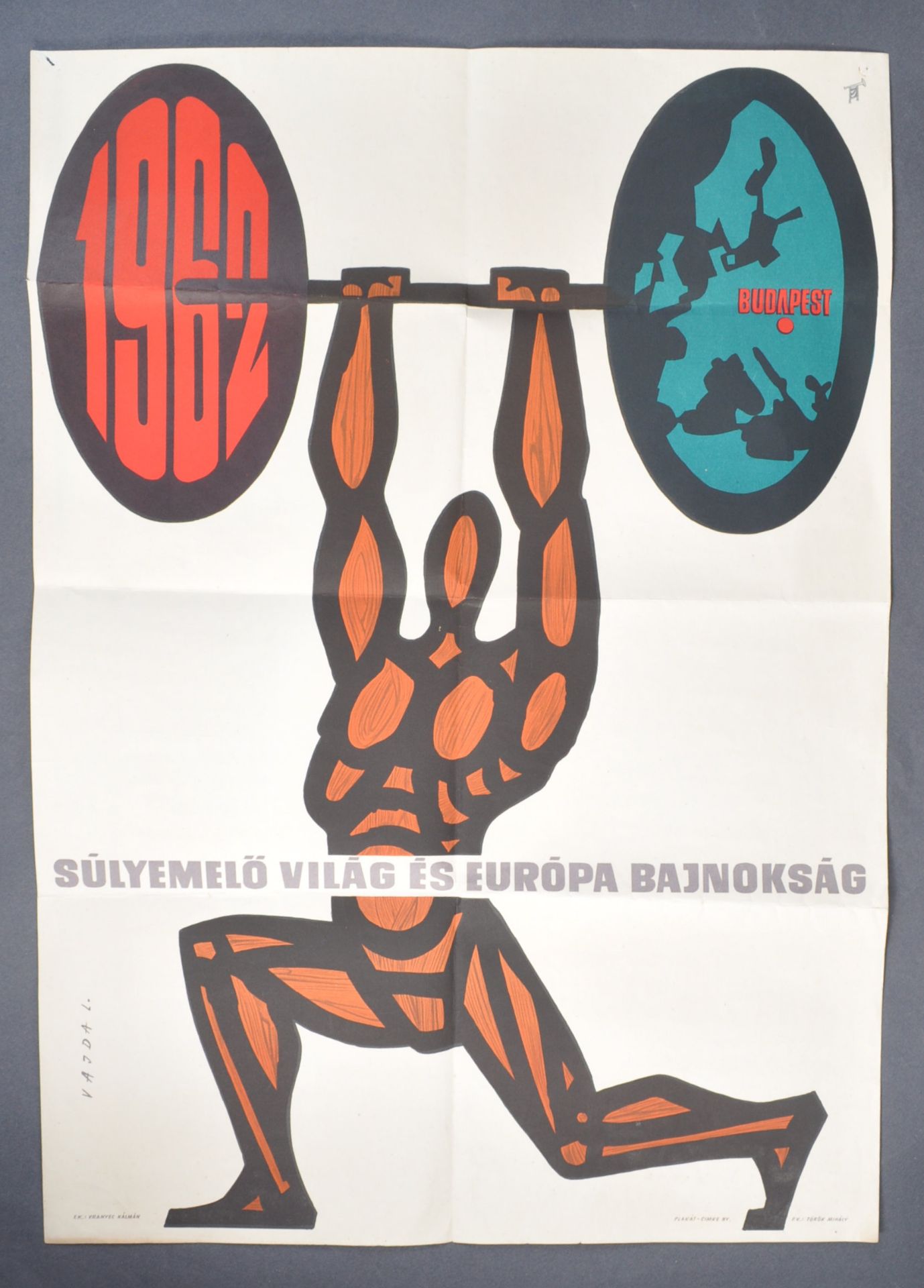 ESTATE OF DAVE PROWSE - 1962 HUNGARIAN WEIGHT LIFTING POSTER