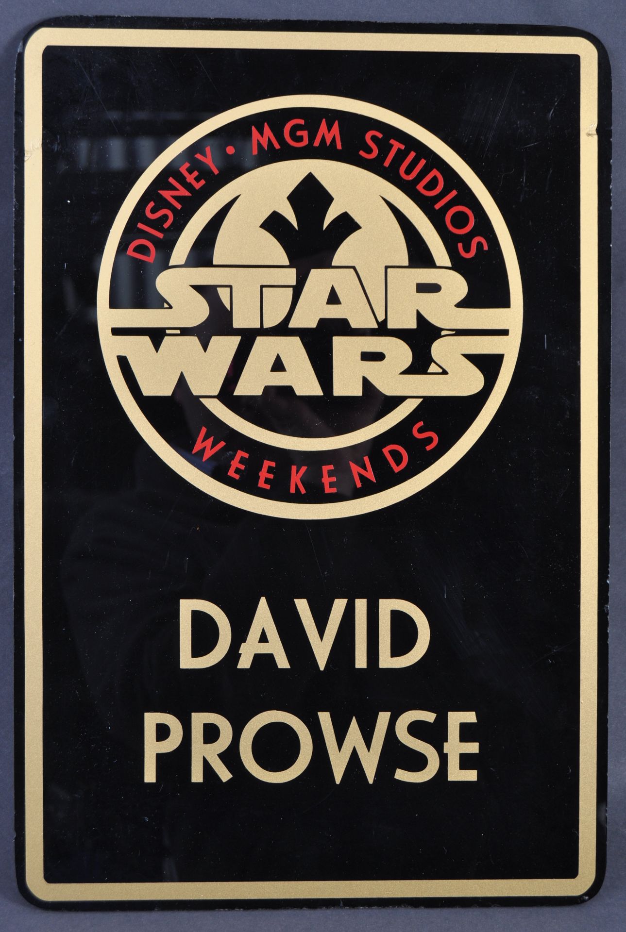 ESTATE OF DAVE PROWSE - MR PROWSE'S PERSONAL DISNEY WEEKENDS PLAQUE