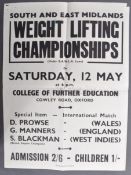 ESTATE OF DAVE PROWSE - 1960S WEIGHTLIFTING POSTER