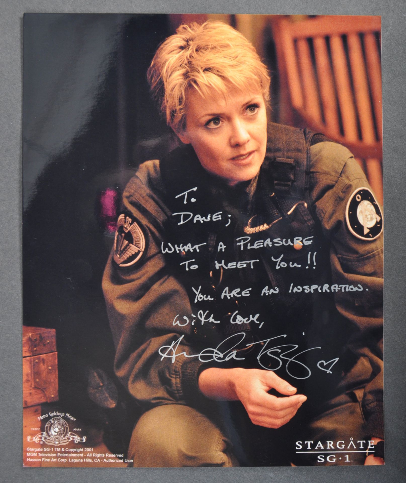 ESTATE OF DAVE PROWSE - STARGATE SG1 - AMANDA TAPPING SIGNED PHOTO