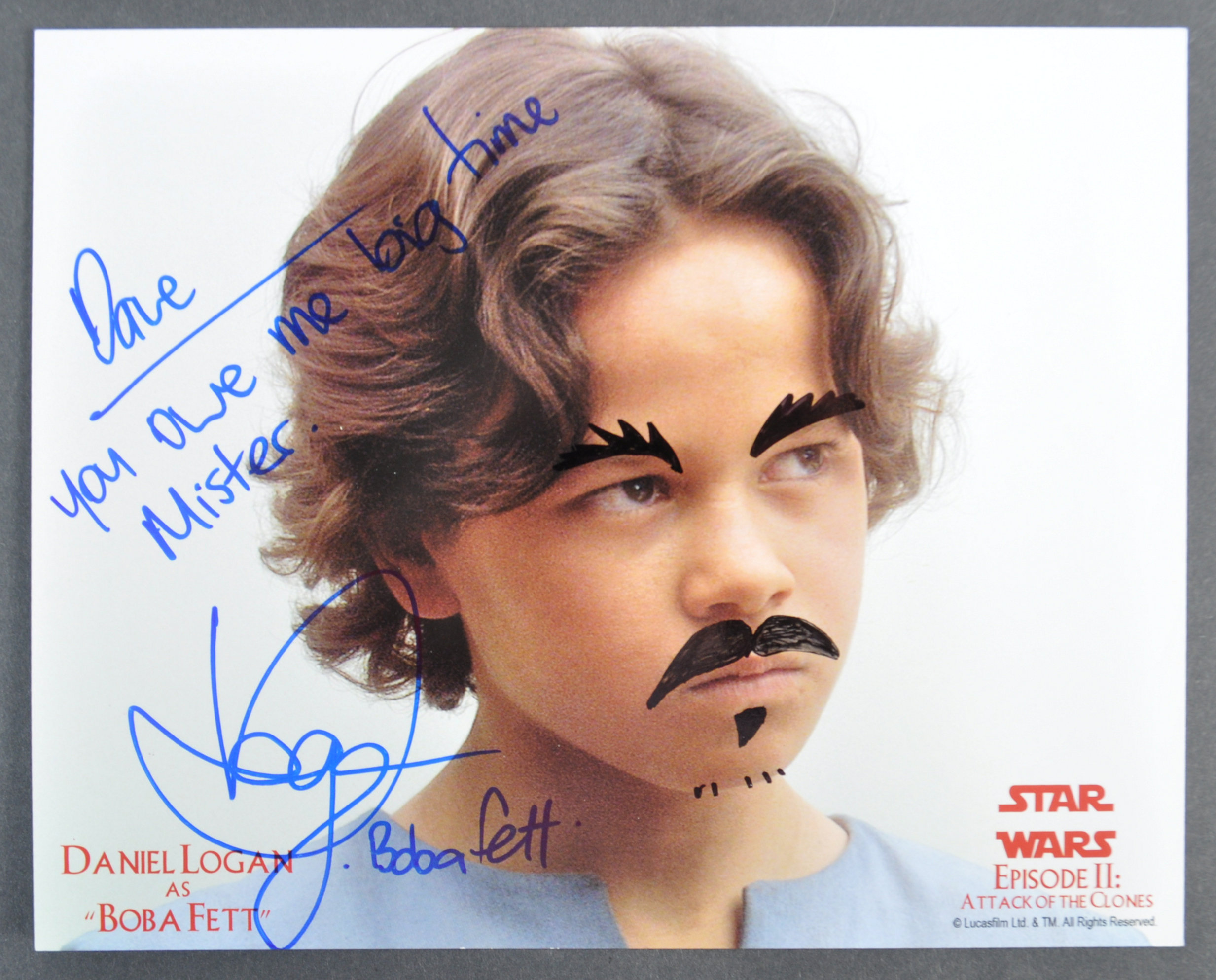 ESTATE OF DAVE PROWSE - STAR WARS - DANIEL LOGAN DOODLED PHOTO