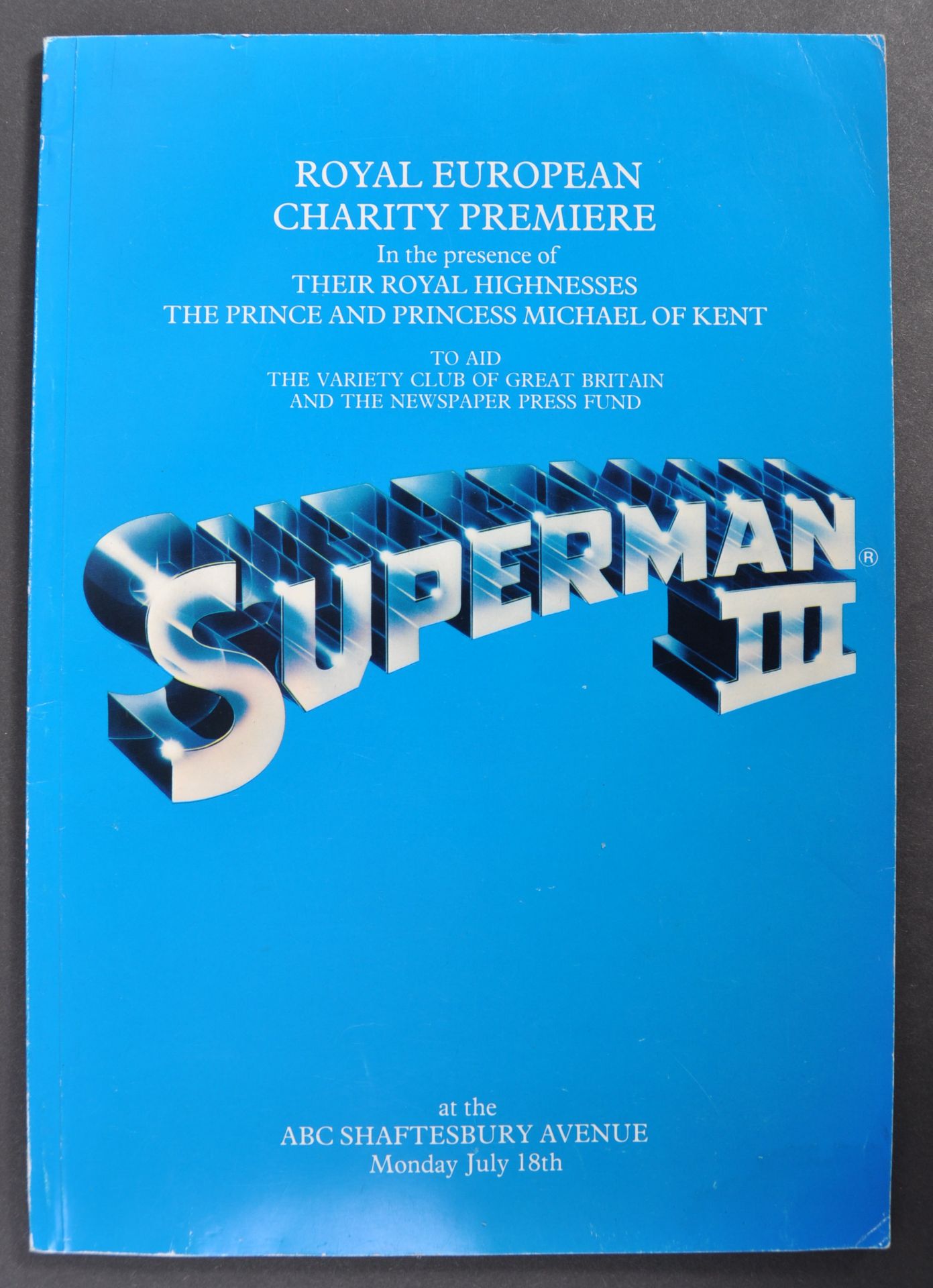 ESTATE OF DAVE PROWSE - PROWSE'S PERSONAL SUPERMAN III PREMIERE BROCHURE