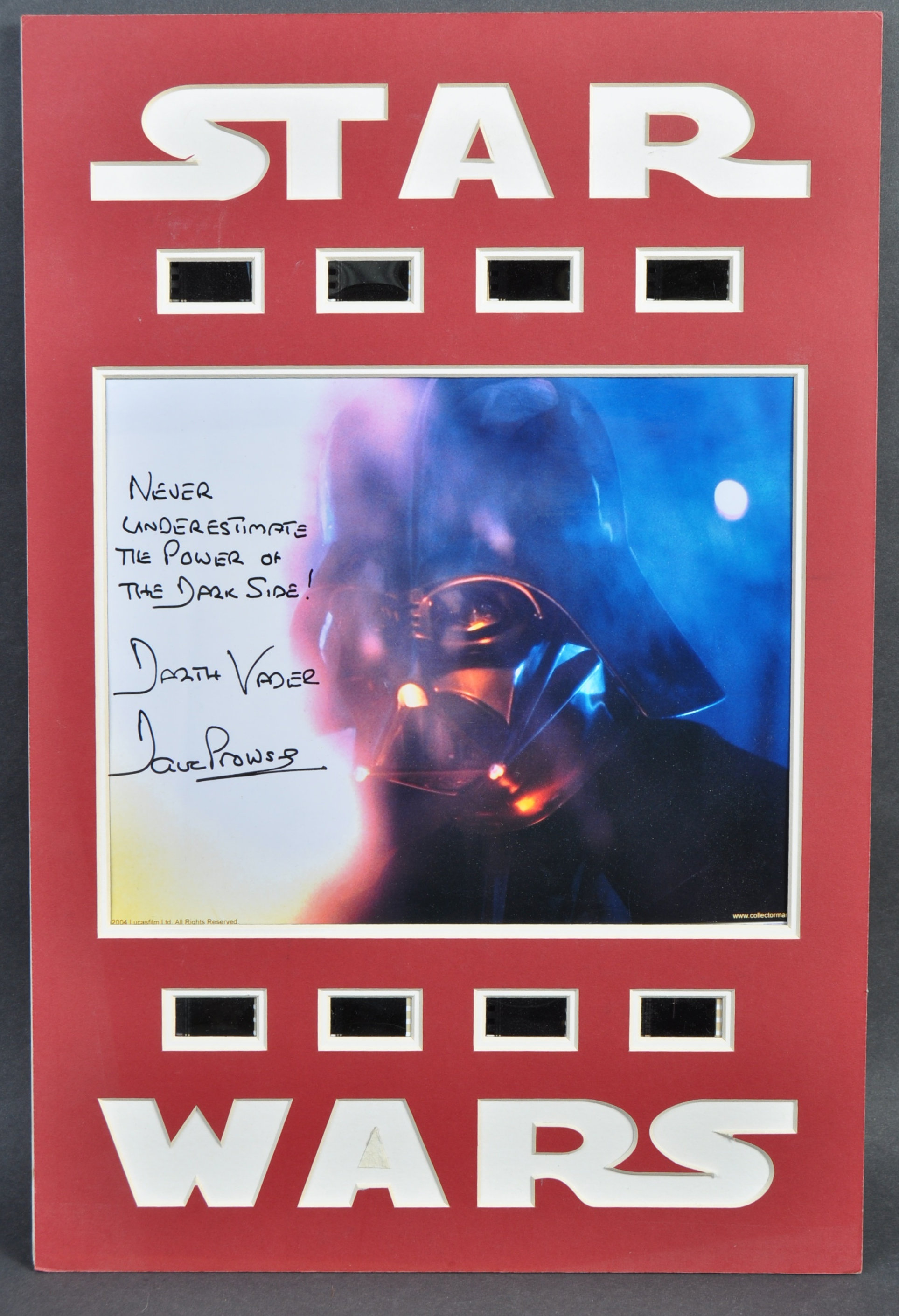 ESTATE OF DAVE PROWSE - AUTOGRAPH & FILM CEL DISPLAY