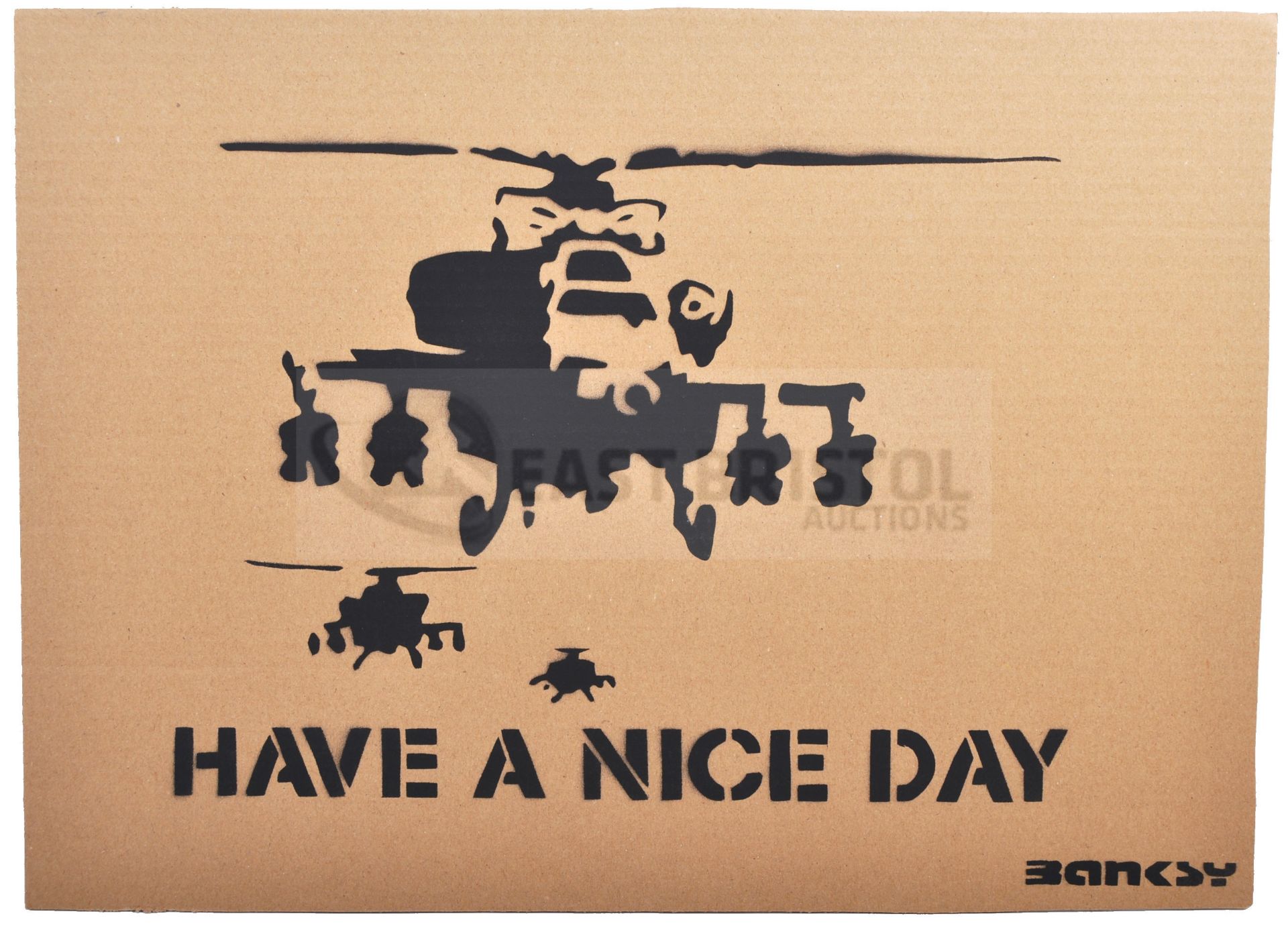 BANKSY - DISMALAND 2015 - HAPPY CHOPPERS HAVE A NICE DAY