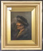 19TH CENTURY OIL ON BOARD PORTRAIT PAINTING OF AN ELDERLY GENTLEMAN