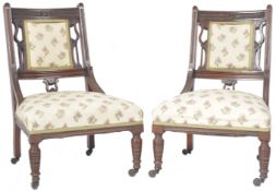 MATCHING PAIR OF VICTORIAN MAHOGANY FRAMED CHAIRS