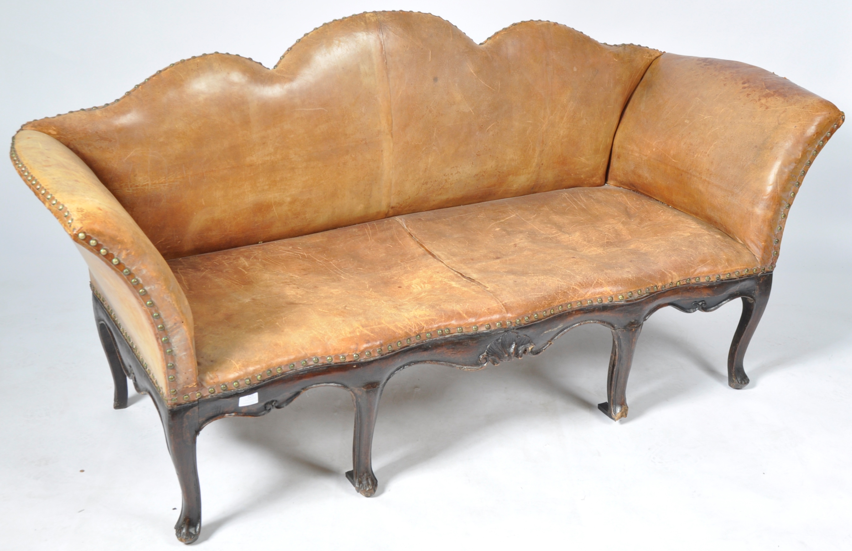 ANTIQUE GEORGIAN LEATHER CAMELBACK SOFA SETTEE - Image 2 of 9