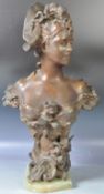 ART NOUVEAU SPELTER PORTRAIT BUST OF A FRENCH LADY