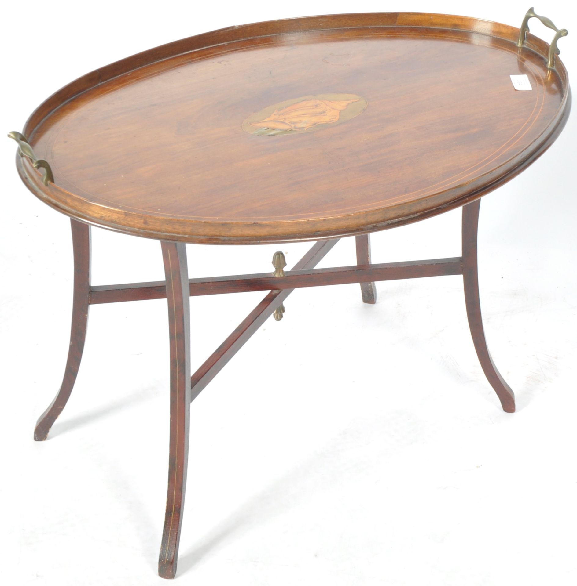 ANTIQUE GEORGIAN MAHOGANY BUTLERS TRAY ON STAND