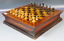 19TH CENTURY VICTORIAN GAMES COMPENDIUM BOX / CHESS BOARD