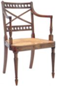 GEORGIAN REGENCY PERIOD WALNUT & MAHOGANY CANE ELBOW CHAIR