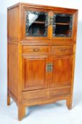 20TH CENTURY CHINESE HARDWOOD GLAZED CABINET ON STAND