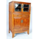 20TH CENTURY CHINESE HARDWOOD GLAZED CABINET ON STAND