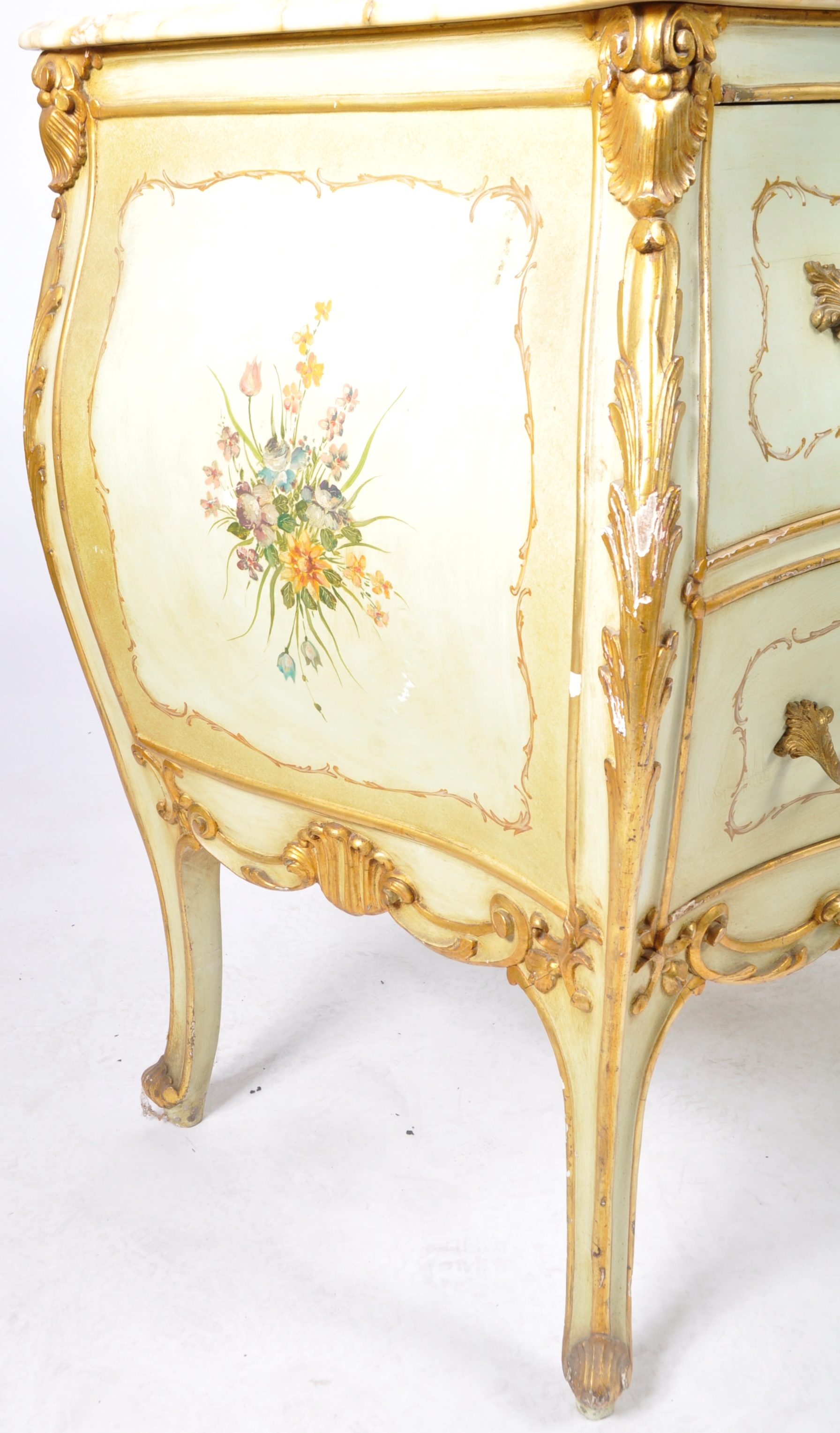 LARGE ANTIQUE VENETIAN ITALIAN MARBLE TOP COMMODE CHEST - Image 8 of 9