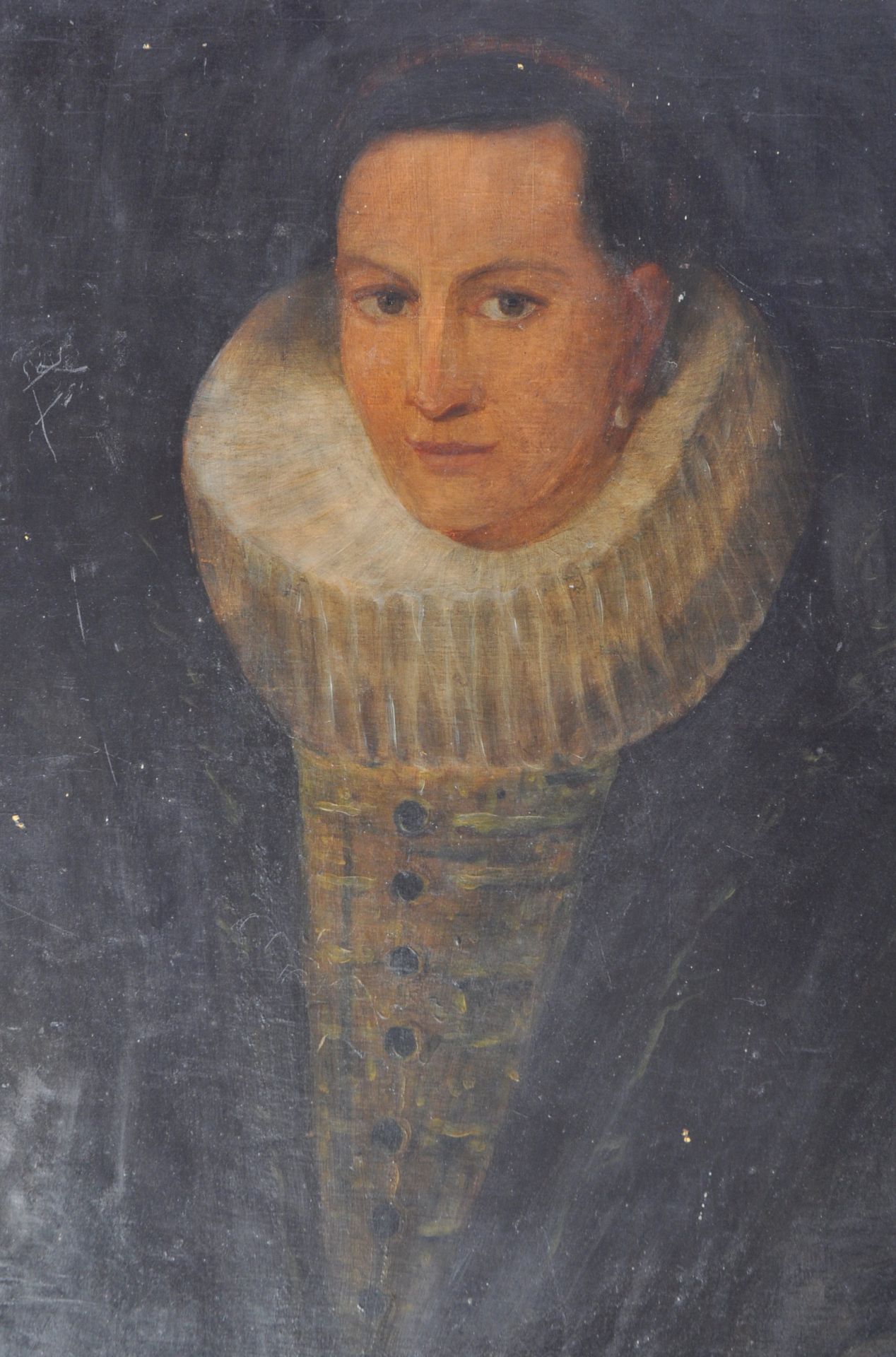 19TH CENTURY ENGLISH OIL ON BOARD PAINTING DEPICTING AN ELIZABETHAN LADY - Bild 3 aus 5