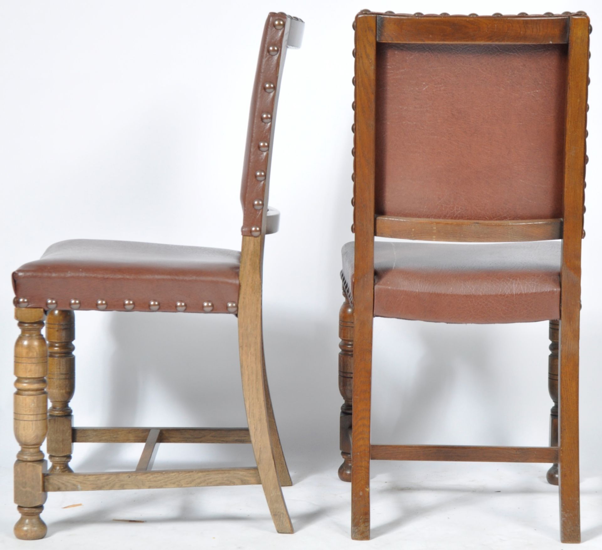 MATCHING SET OF TEN OAK AND LEATHERETTE DINING CHAIRS - Image 11 of 11