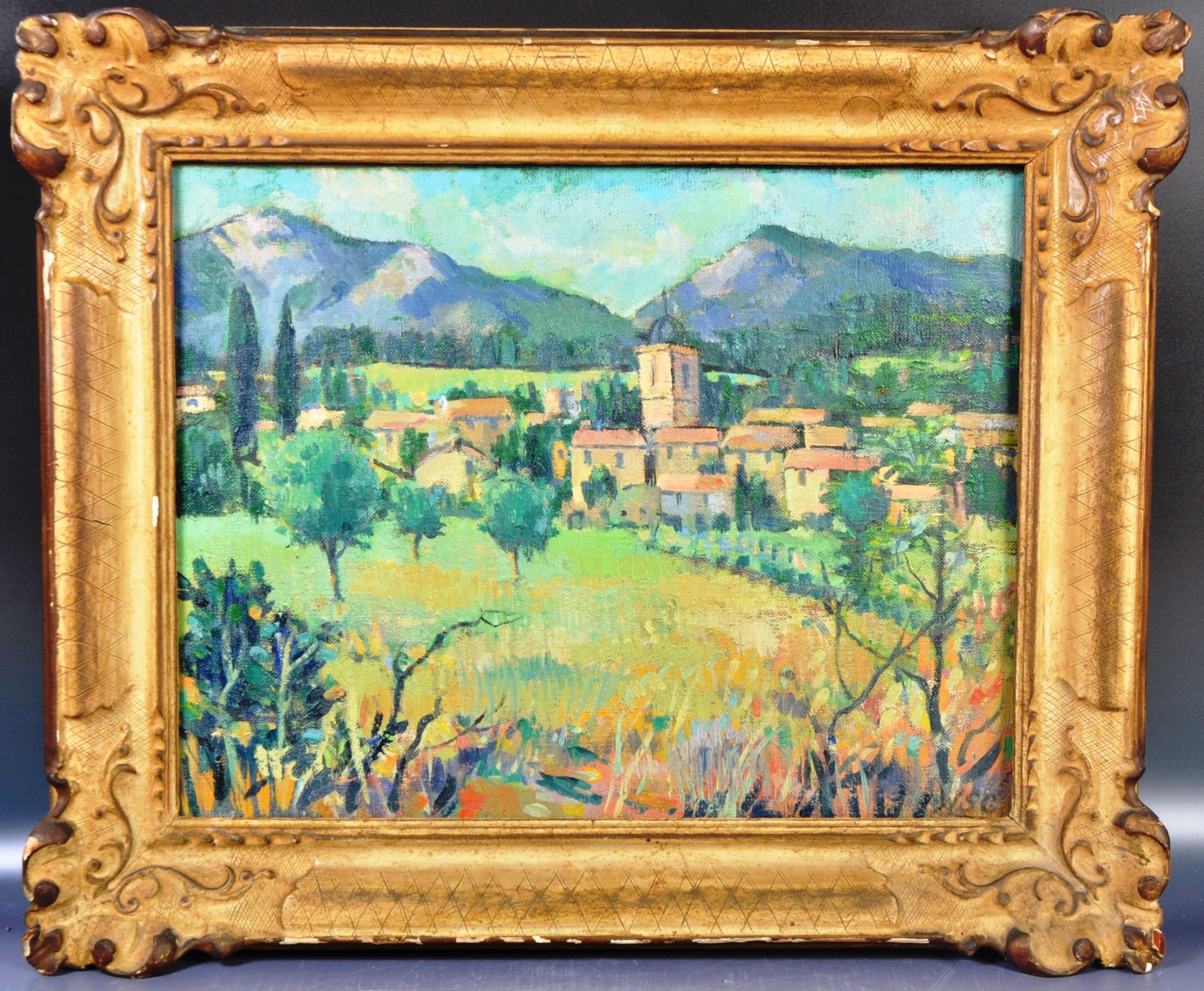 ATTRIBUTED TO WINSTON CHURCHILL - OIL ON CANVAS PAINTING SOUTHERN FRANCE