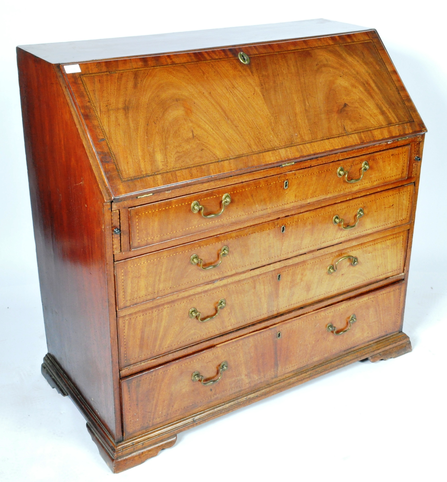 GEORGIAN INLAID MAHOGANY FULL FRONT BUREAU DESK - Image 2 of 19