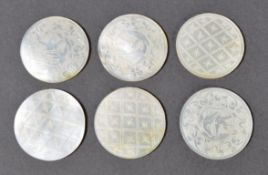 COLLECTION OF CHINESE ANTIQUE MOTHER OF PEARL GAMING TOKENS