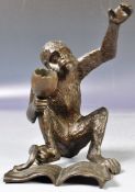 UNUSUAL ANTIQUE NOVELTY BRONZE FIGURINE OF A MONKEY