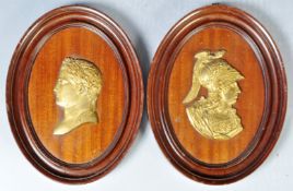 PAIR OF ANTIQUE 19TH CENTURY BRONZE CAMEO PLAQUES